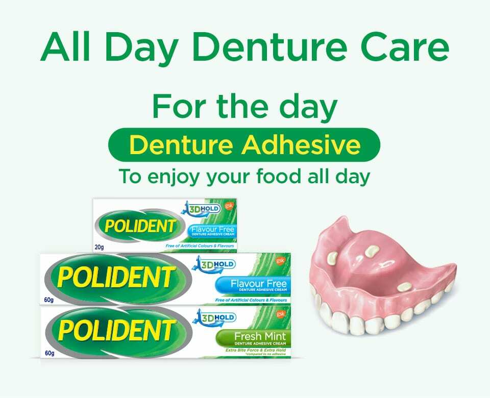 Teeth Adhesive 6 x 60g Polident Denture Fresh Mint-FREE from Zinc FAST SHIPPING