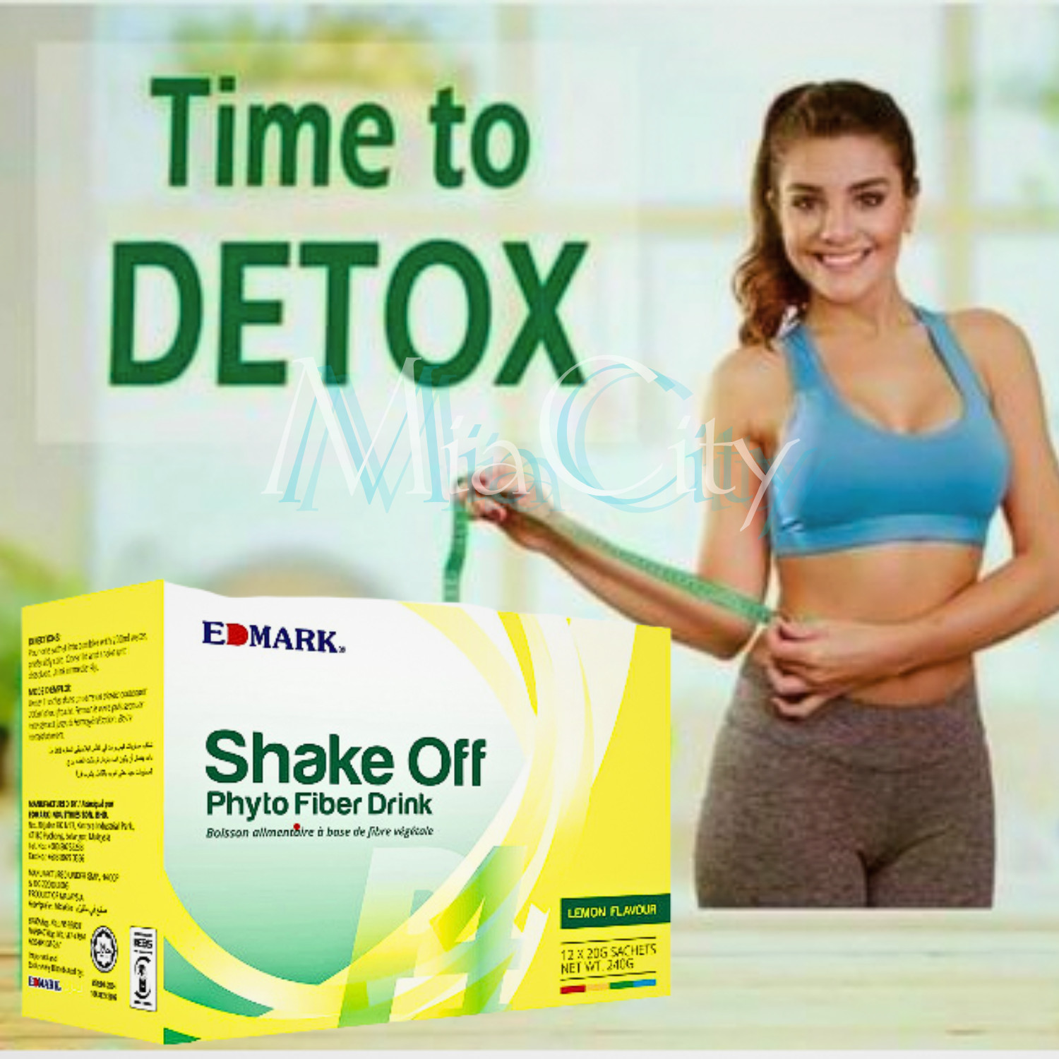 Edmark Shakeoff Phyto Fiber – Lemon Flavor Weight Loss Drink 1 Box x 12 sachets