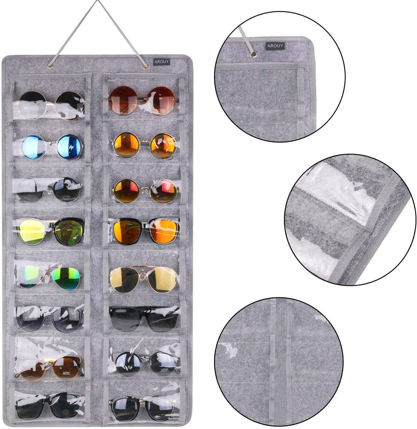 Sunglasses Organizer Storage, Hanging Dust Proof Wall Pocket Glasses Organize…