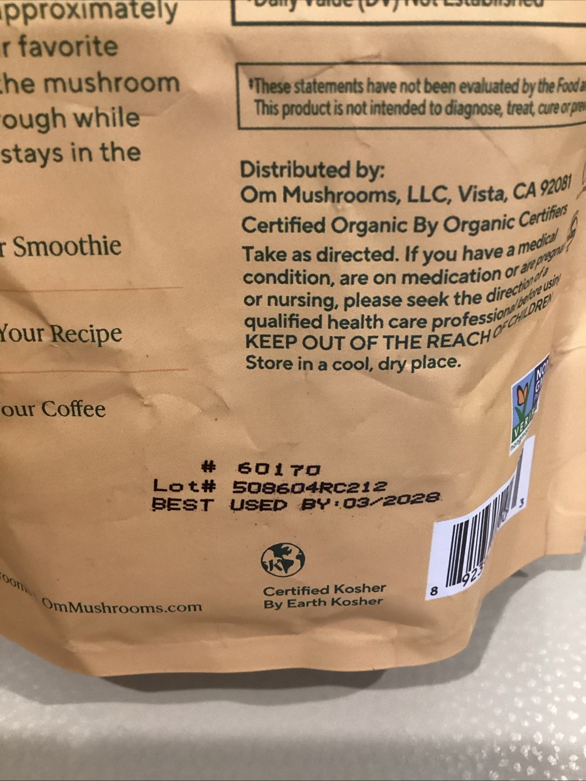 Om Mushroom Superfood Master Blend Powder 3.5 oz 50 Servings