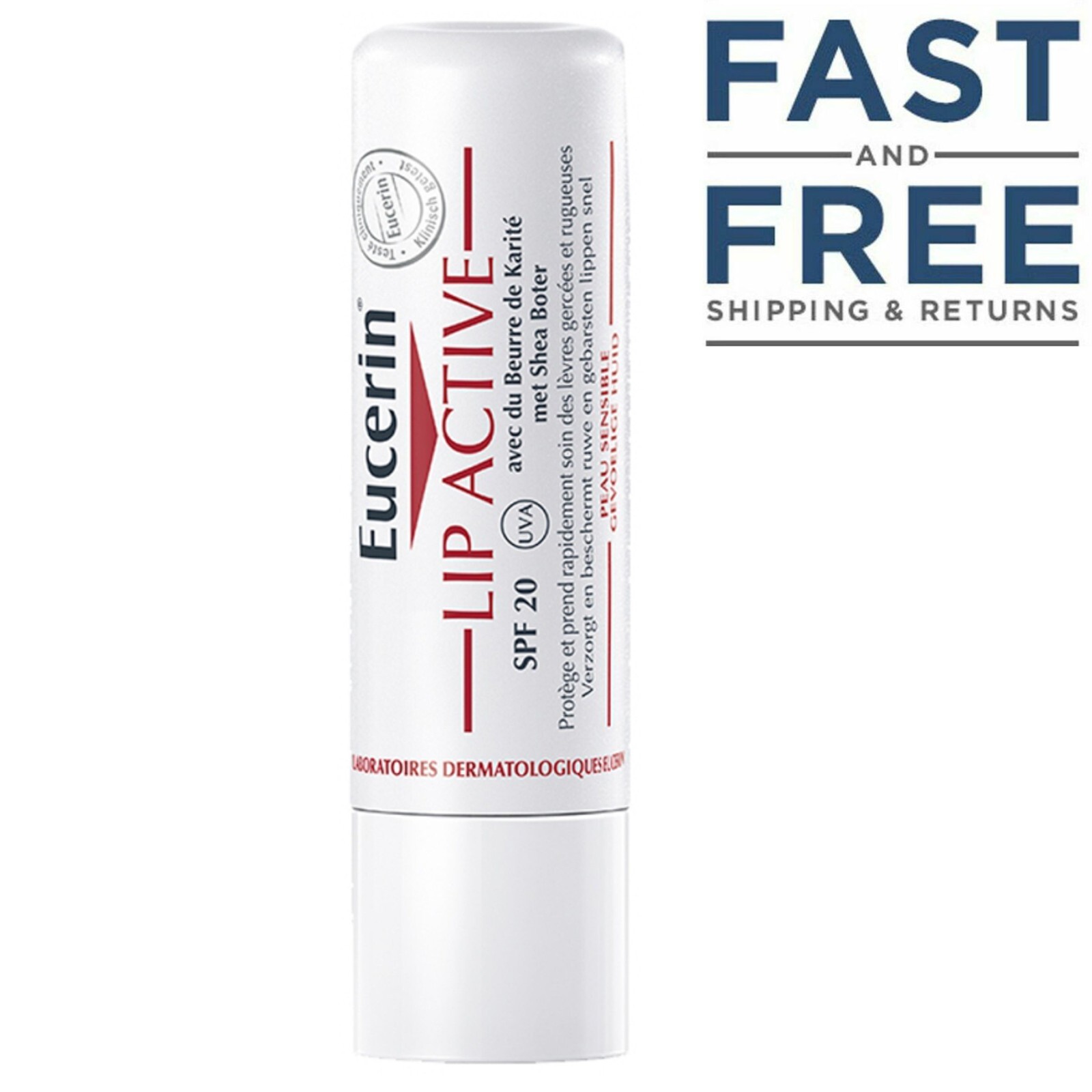Eucerin Lip Active Lip Balm 4.8g SPF 20 NEW Expiration Date: 04/2026