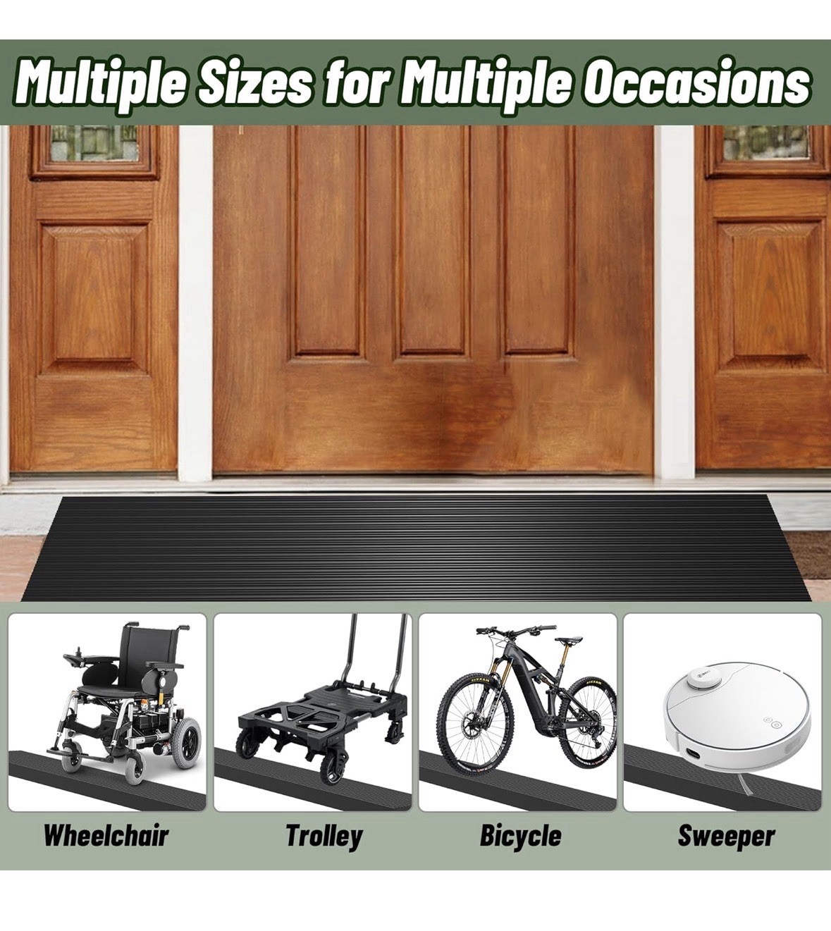 Nuvium 1.6 in Rise Rubber Threshold Ramp Anti-Slip Waterproof 2000 lb