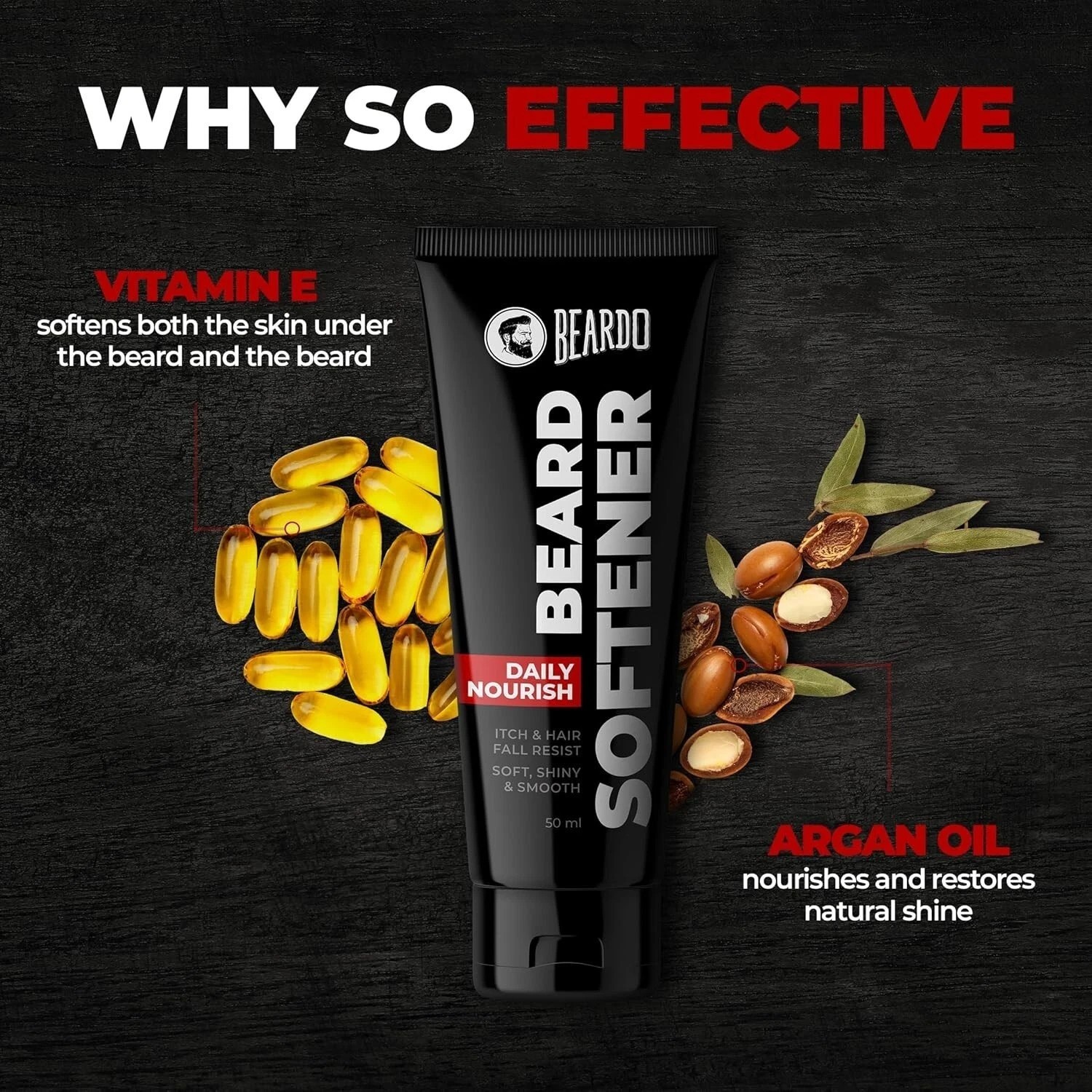 Beardo Beard Softner, Frizz-free, detangled, Shiny Beard, Vitamin E 50g