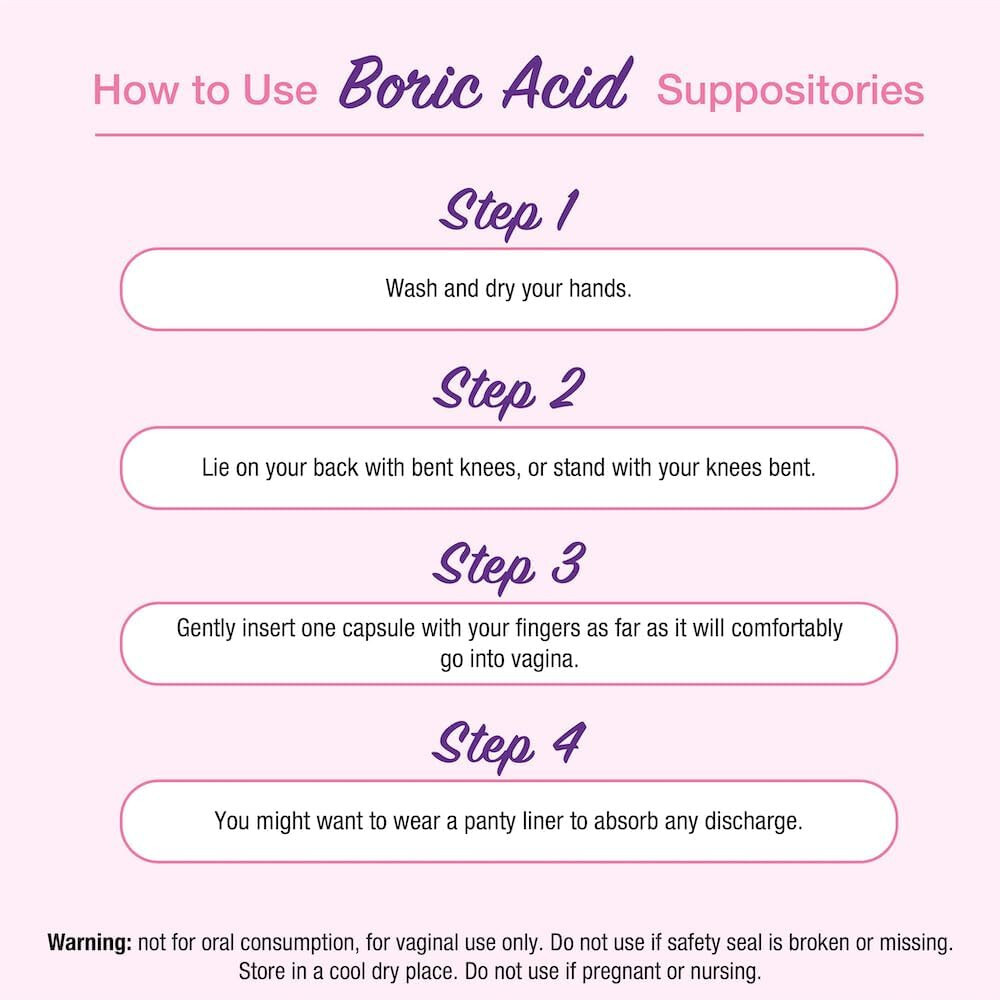 Puregen Labs Boric Acid 600 mg Vaginal Suppositories 1 Pk
