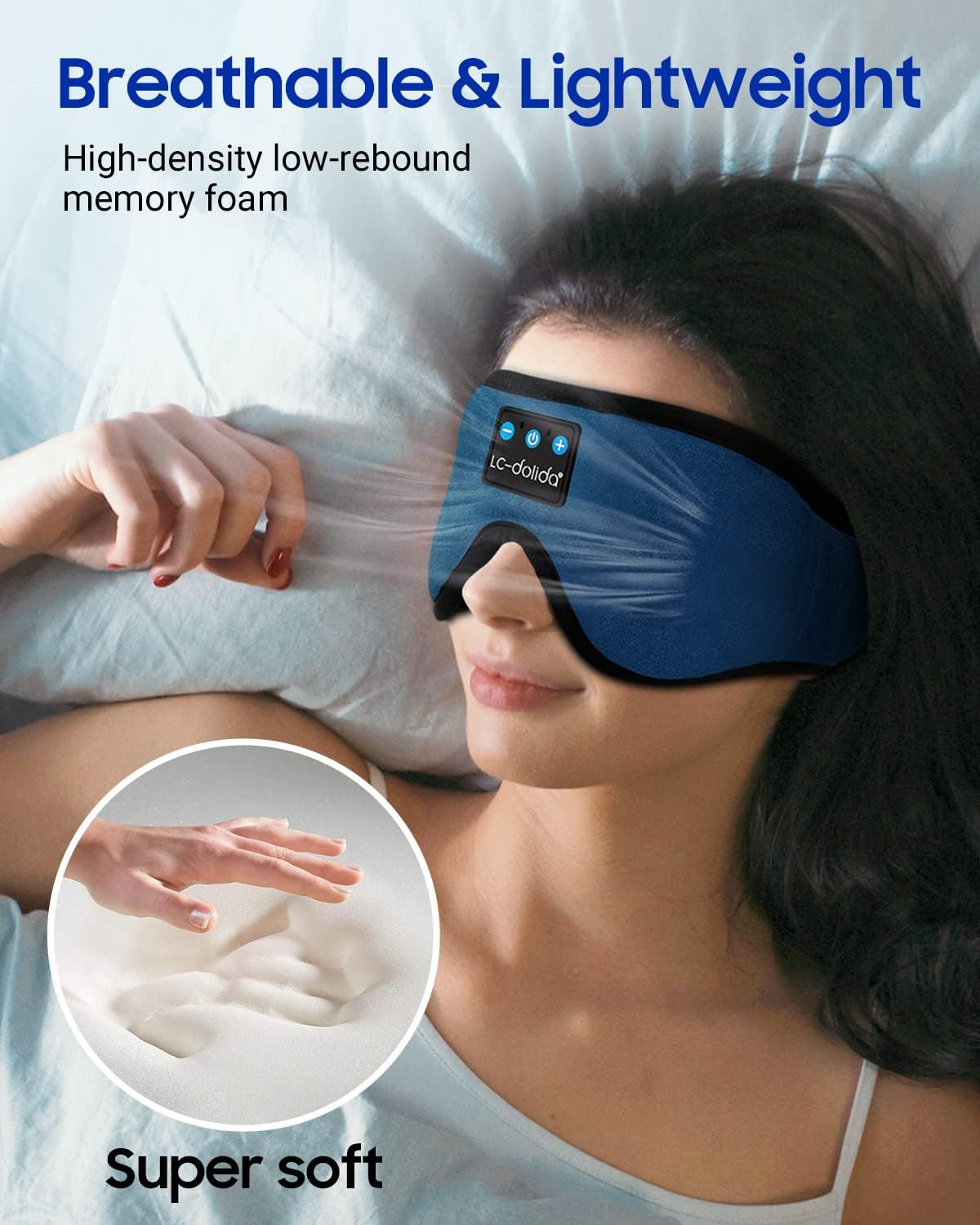 Sleeping Headphones Eye Mask, Sleep Mask with Bluetooth Headphones 3D Eye Mask W