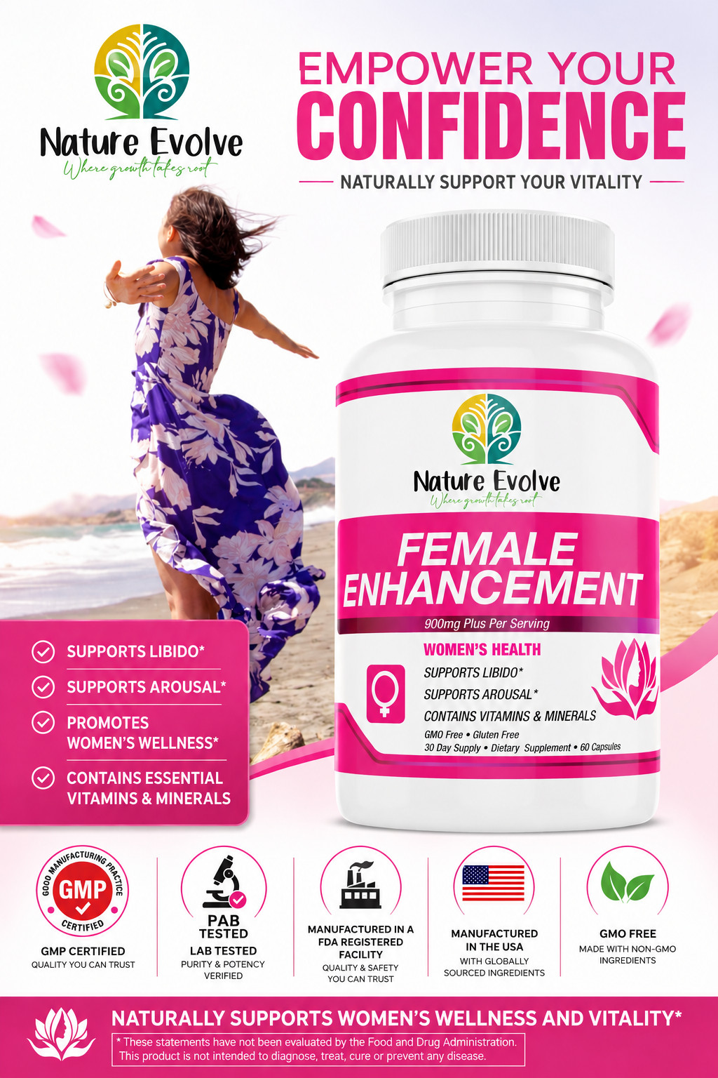 Nature Evolve Female Enhancement Boost Libido 900mg 60 Capsules