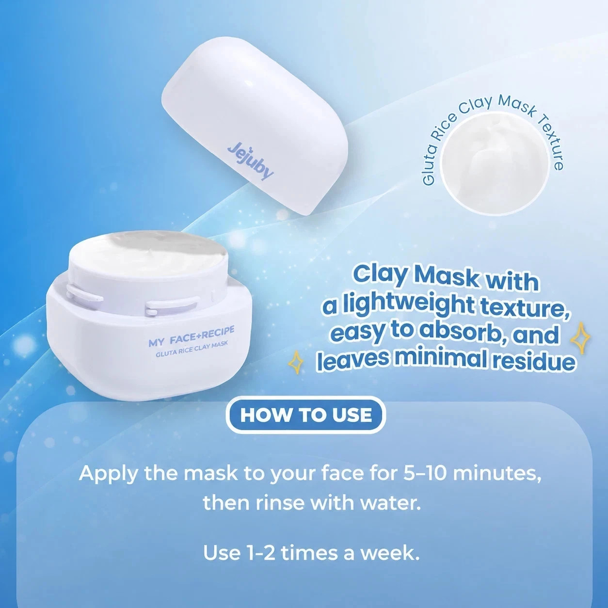 Jejuby Gluta Rice Clay Mask 50g Bundle 3 Pcs Rice Extract Face Mask