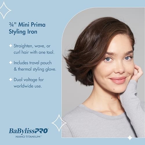 BaBylissPRO Nano Titanium Travel Hair Iron Straighten Curl Mini Flat Iron
