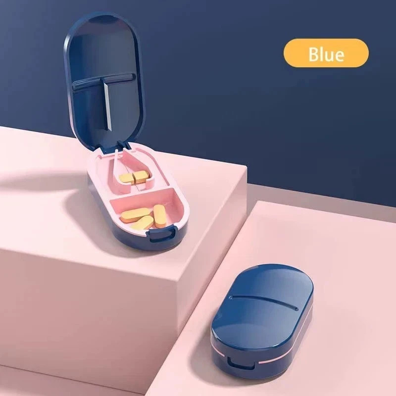 New PILL CUTTER Splitter Half Storage Compartment Box Medicine Tablet Holder.