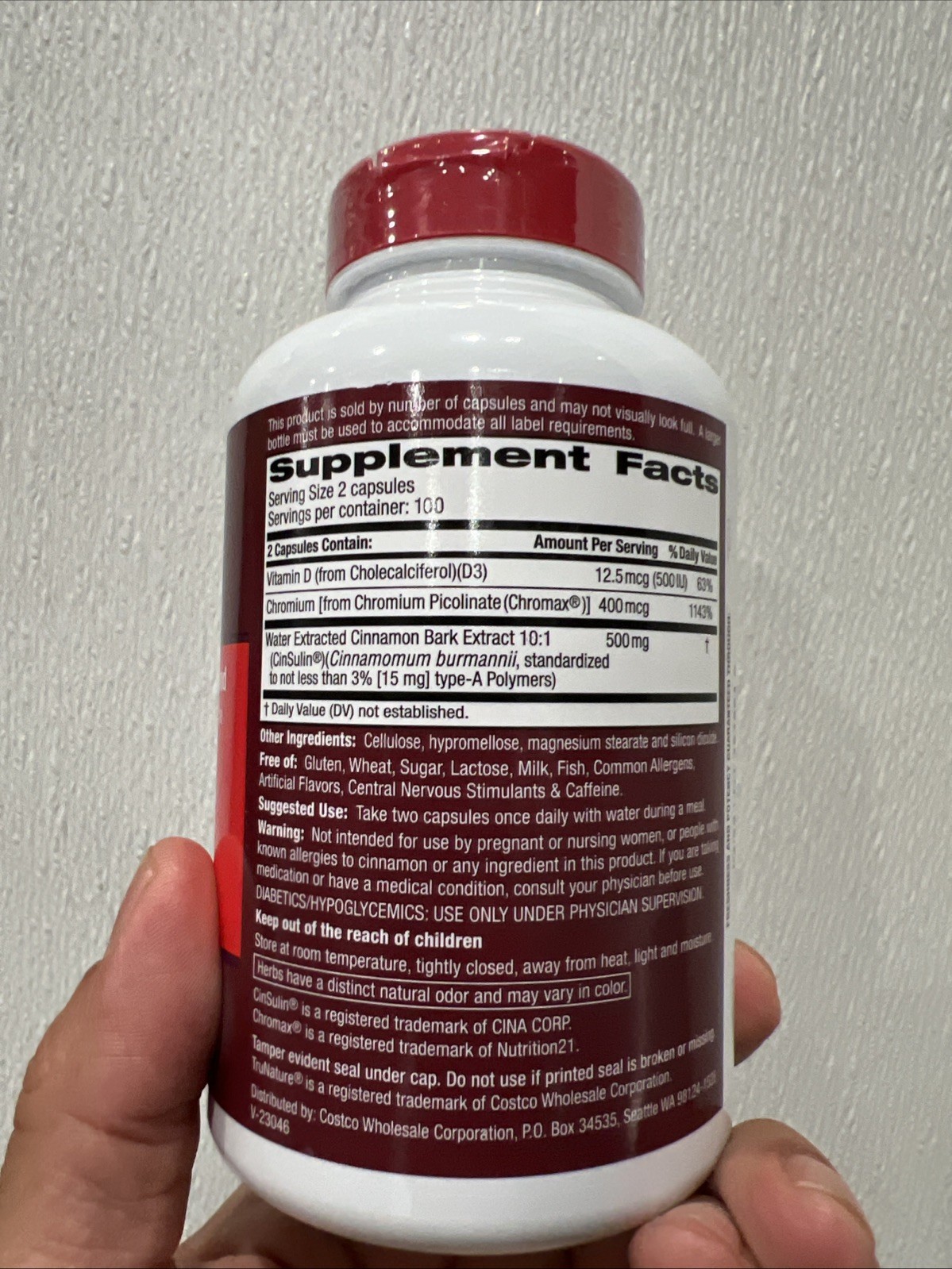 TruNature Advanced Strength Cinsulin Cranberry Flavor – 200 Vegetarian Capsules
