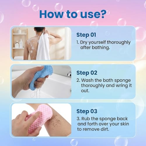 4 PCS Magic Exfoliating Sponge Dead Skin Remover 3D Bath Scrubber for Body Super