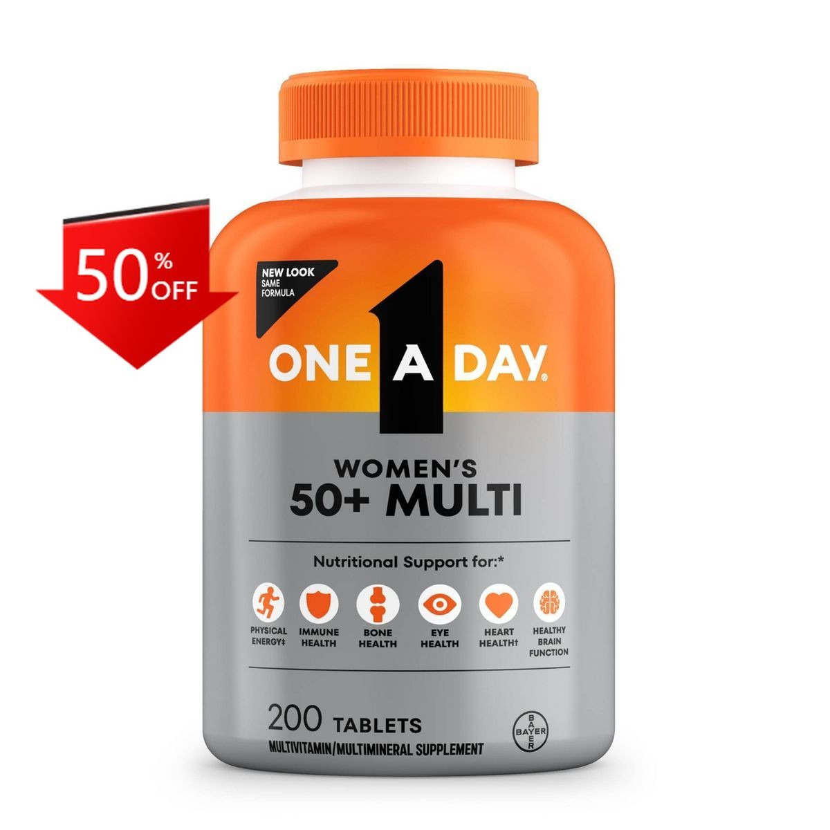 One A Day Women’s 50+ Multivitamin for Bone Health Tablets – 200ct