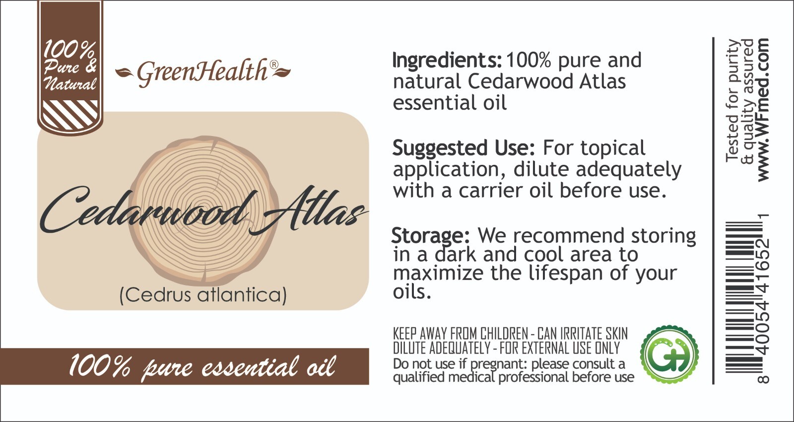 4 fl oz Cedarwood Atlas Essential Oil (100% Pure & Natural) – GreenHealth