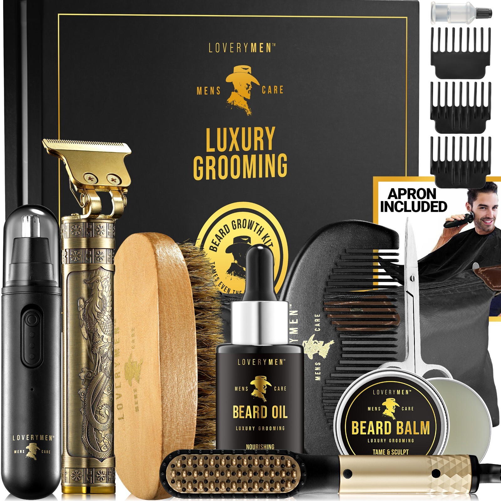Ultimate Luxury Mens Beard Grooming Kit-9pc Gift Set-Beard Kit for Men-Mens Gift