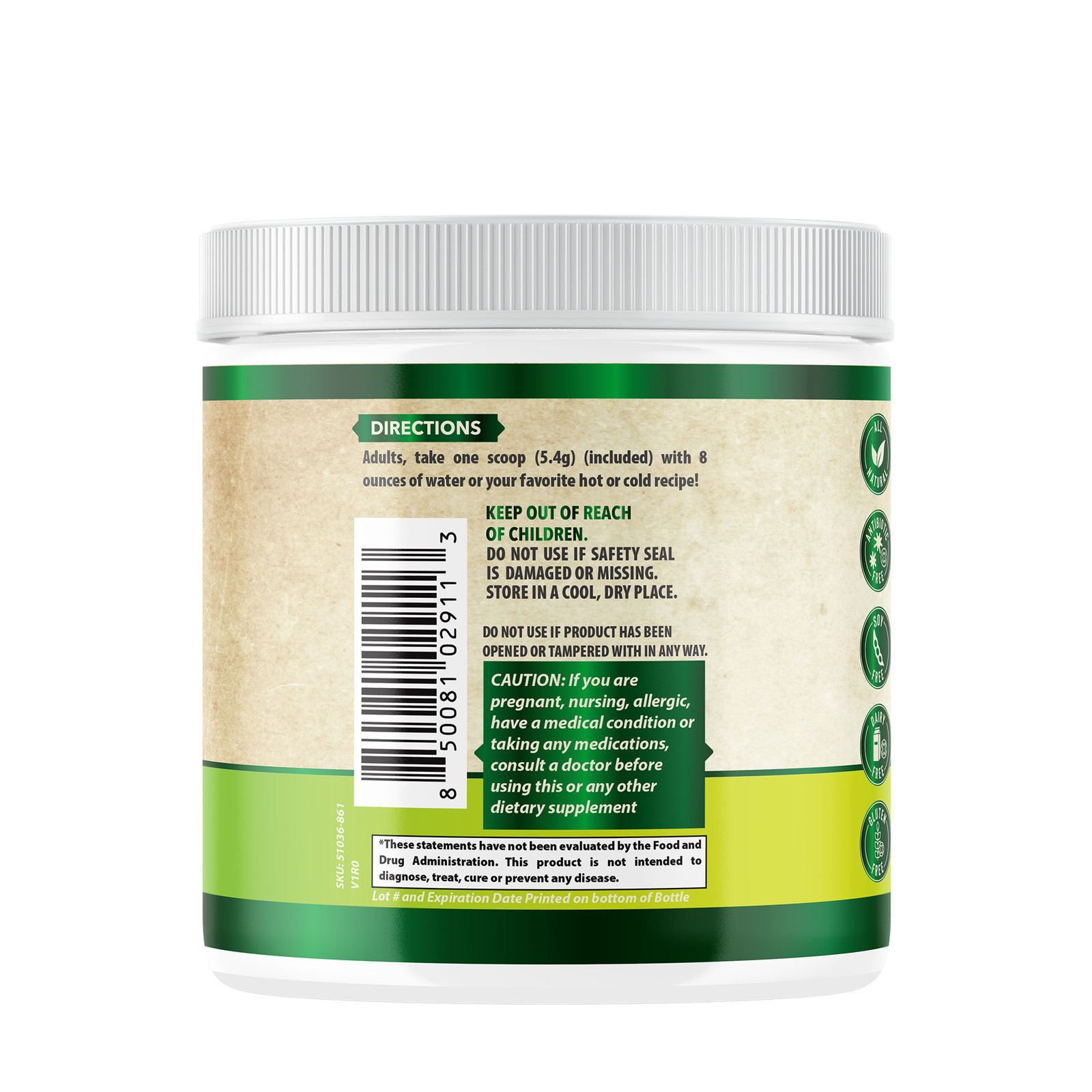 Organic Super Greens Powder Supplement. USA Made.