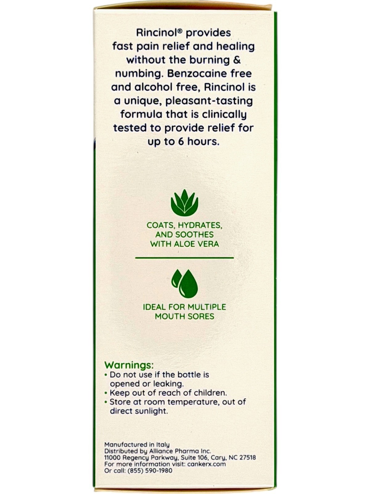Canker-X Rincinol Mouth Sore Rinse 4.0 oz Alcohol Free Aloe Relief (EXP 09/2026)