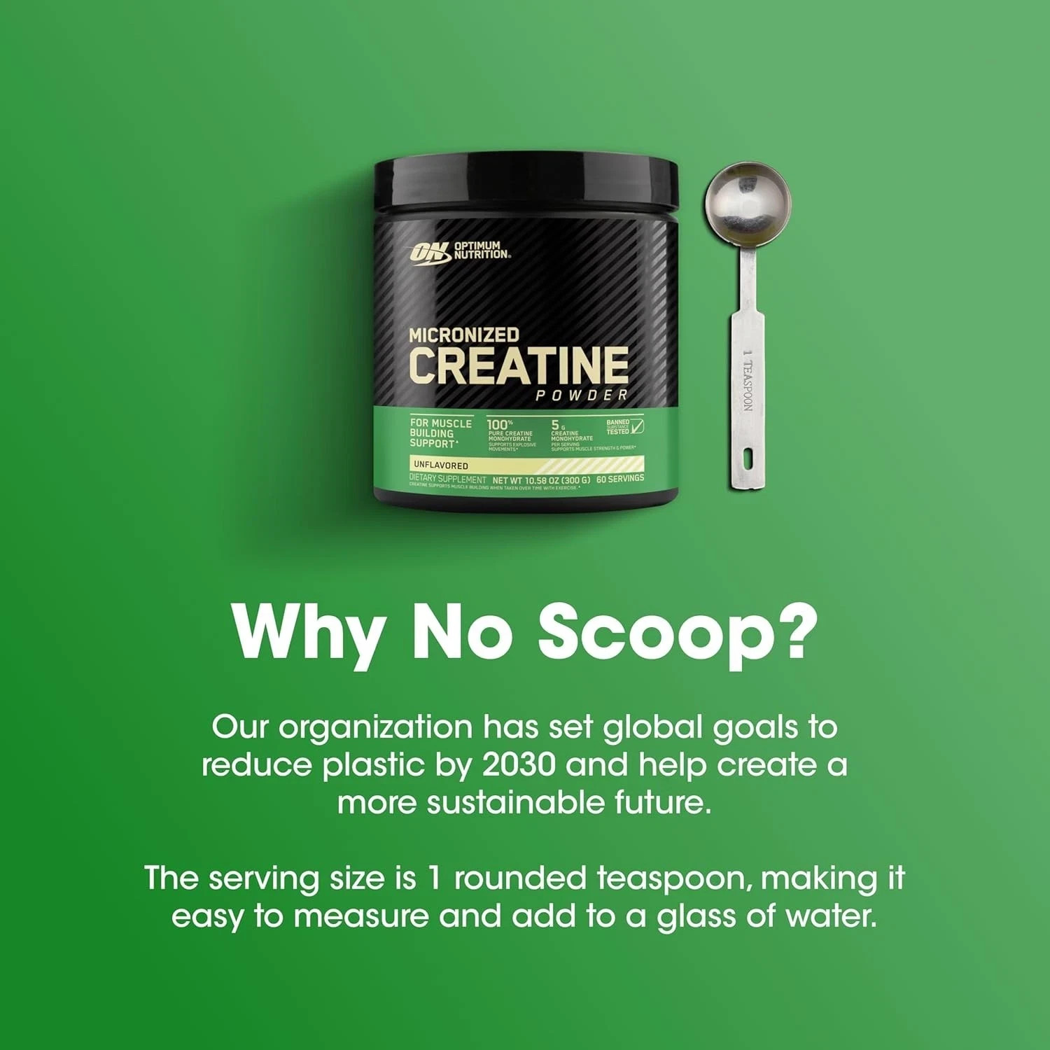 Optimum Nutrition Micronized Creatine Monohydrate Powder, Unflavored, 60 Serving