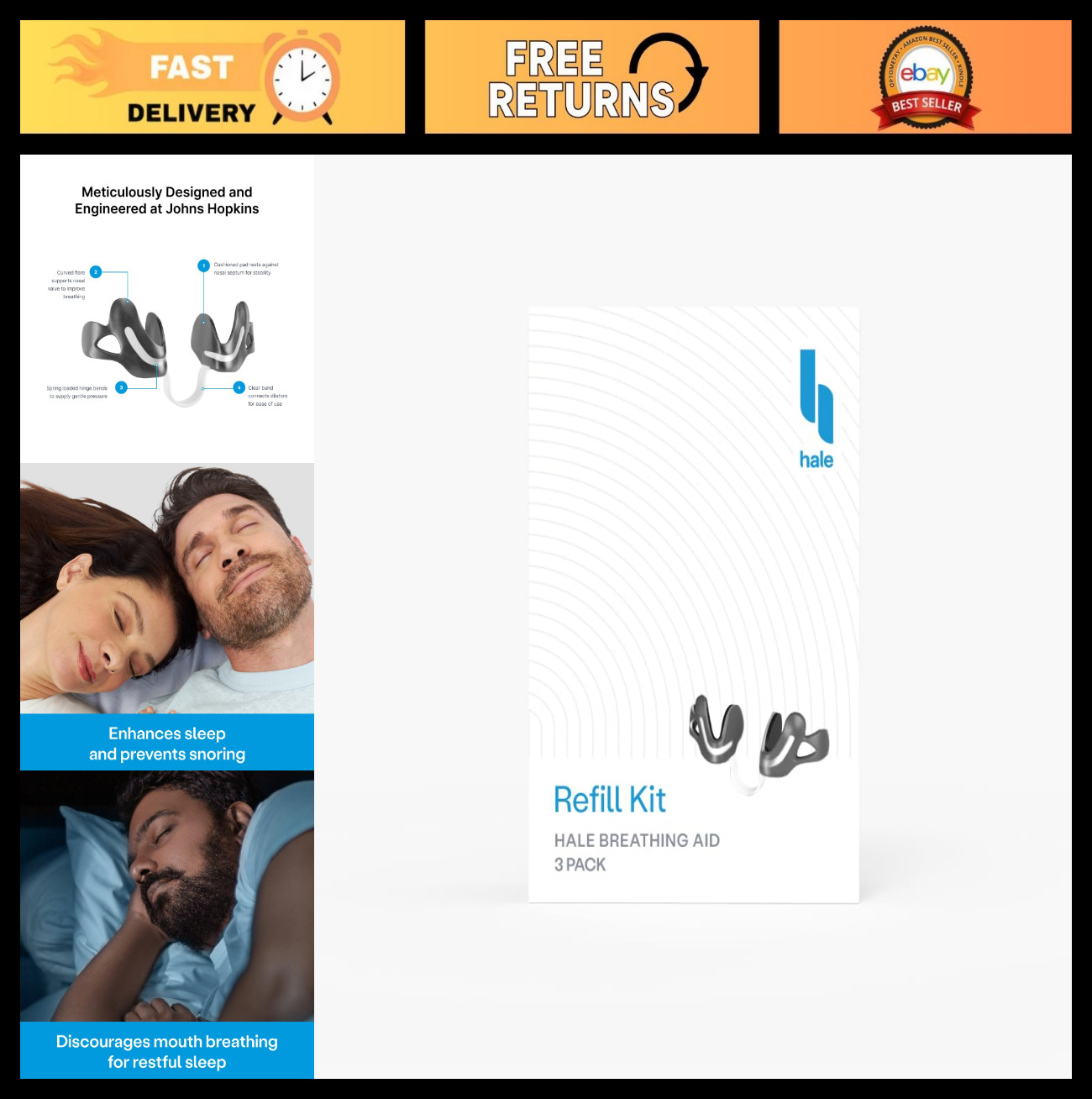 Nasal Breathing Aid Refill Kits – Daily Wear Dilator for Snoring & Obstruction,