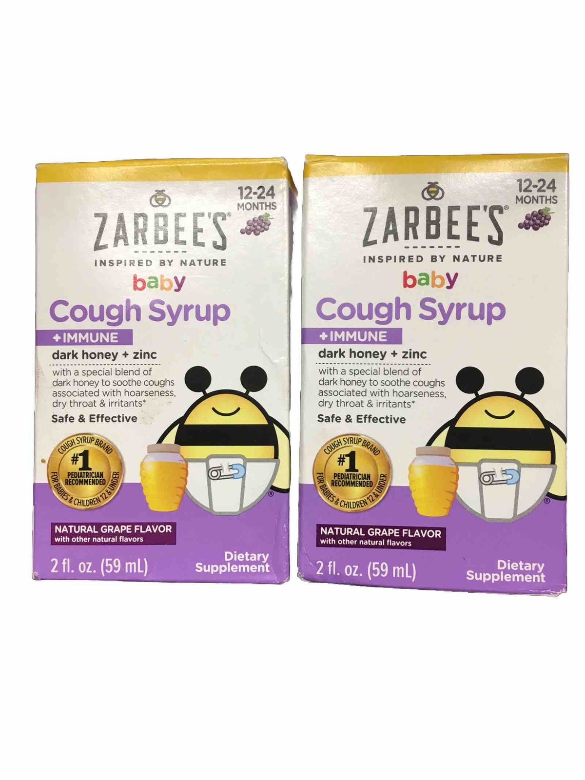 Zarbees 2 Pack Baby Cough Syrup, 12-24 Months, Natural Grape, 2 floz Dated 11/24