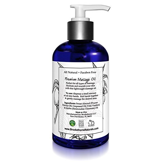 Unscented Massage Oil – All Natural, Body Massage Oil with Sweet Almond Oil 8oz