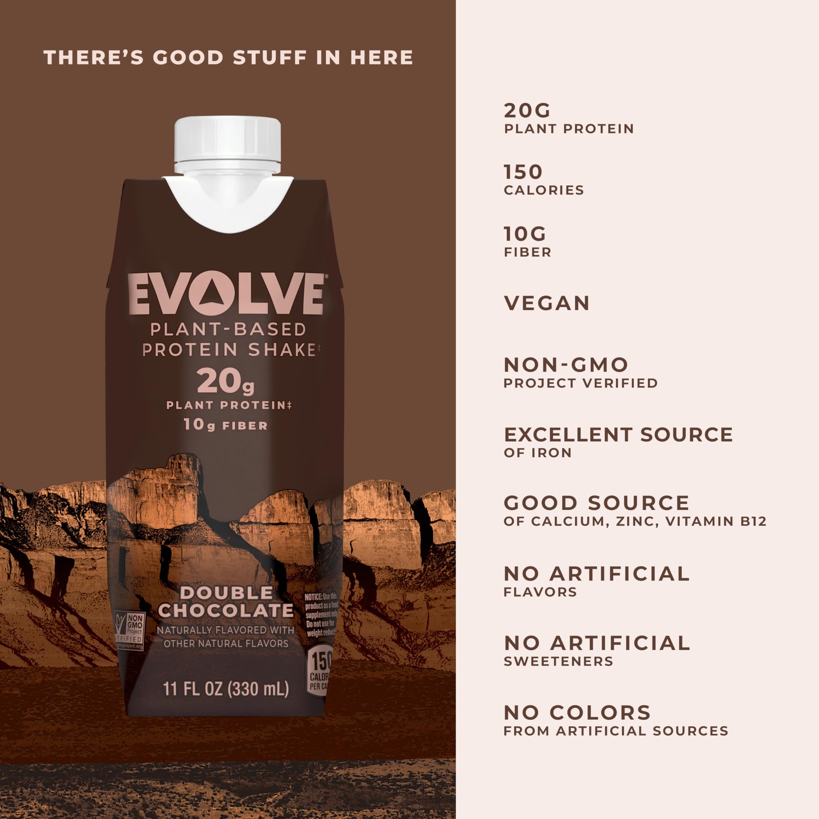 Evolve Plant Based Protein Shake, Double Chocolate, 20g Vegan Protein, Dairy …