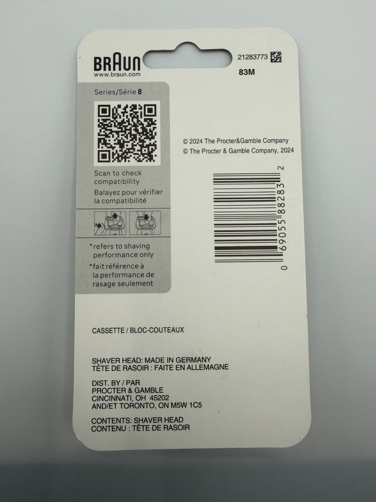 Genuine BRAUN Series 8 83M Electric Shaver Head Replacement – Silver – Brand New