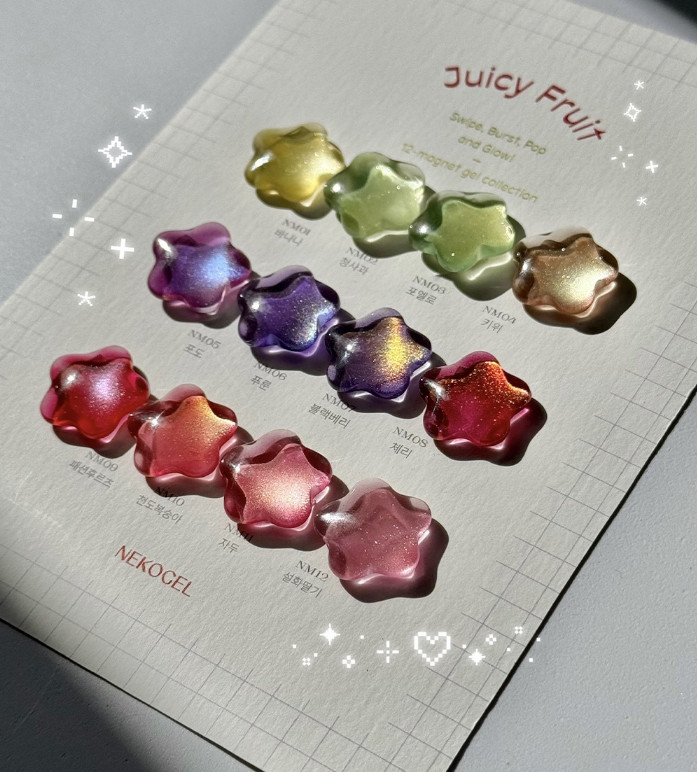 NEKOGEL Juicy Fruit Magnet Gel Collection Soak Off Nail Gel K-Beauty