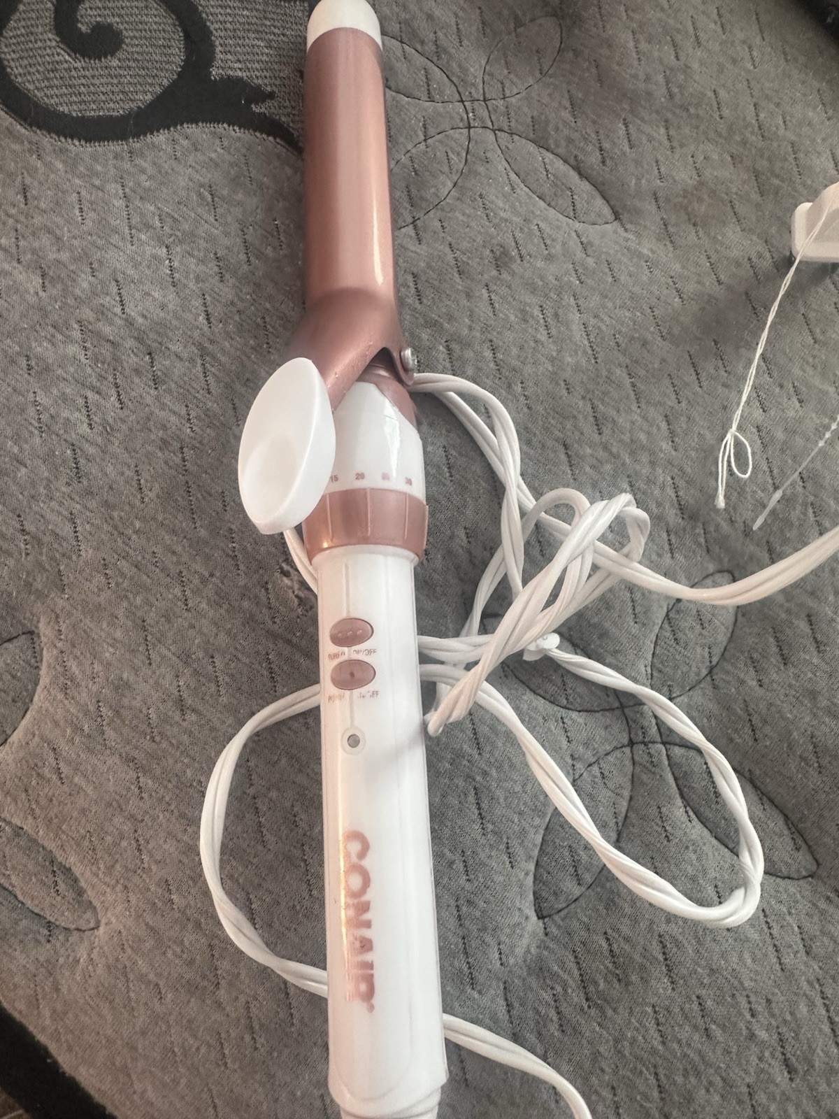 Conair CD701 1 in Ceramic Curling Iron Adjustable Heat Swivel Cord Rose/White