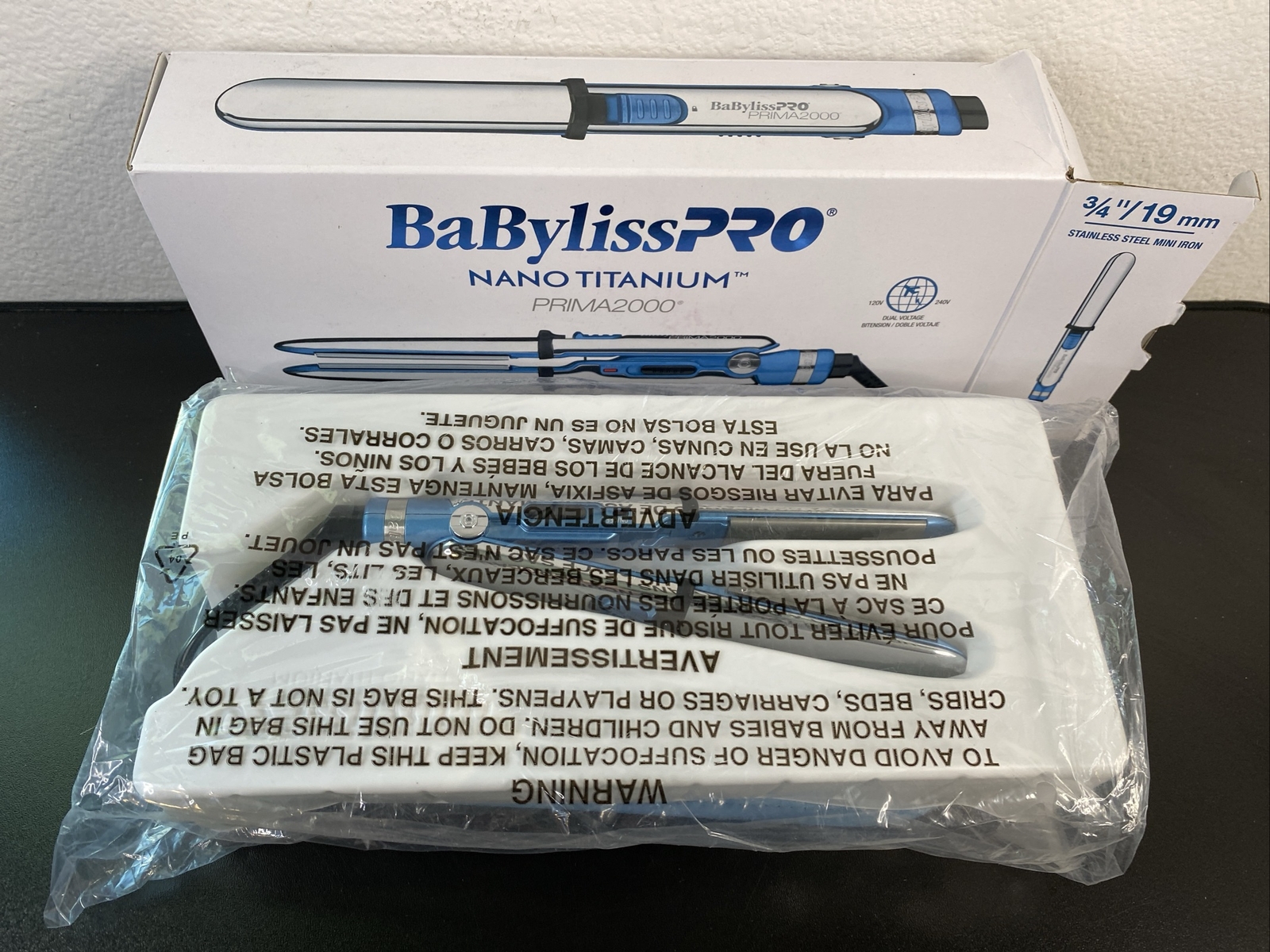 Babyliss Pro Nano Titanium Prima 2000 3/4″ 19mm Straightener Mini Flat Iron Open