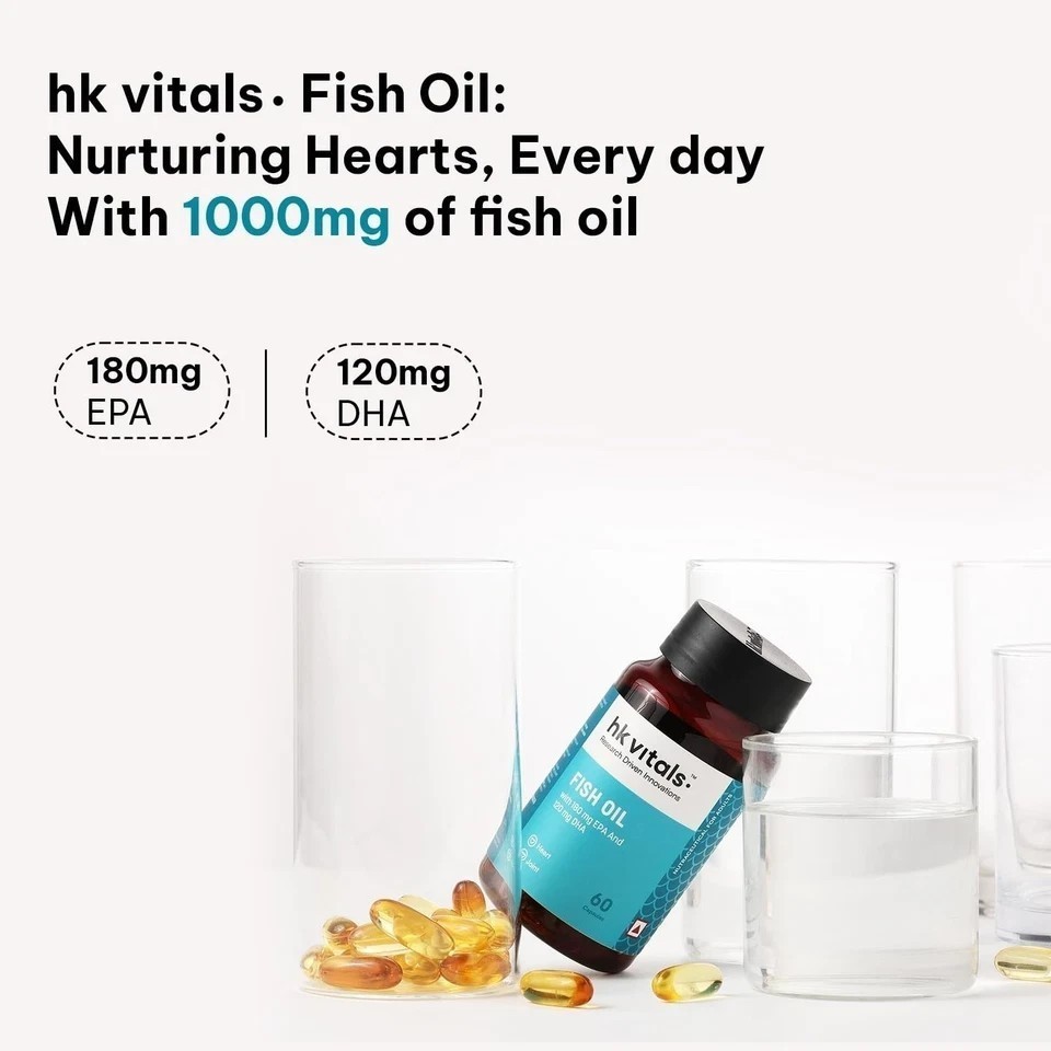 HealthKart HK Vitals Fish Oil 1000mg Capsules, 60 Capsules