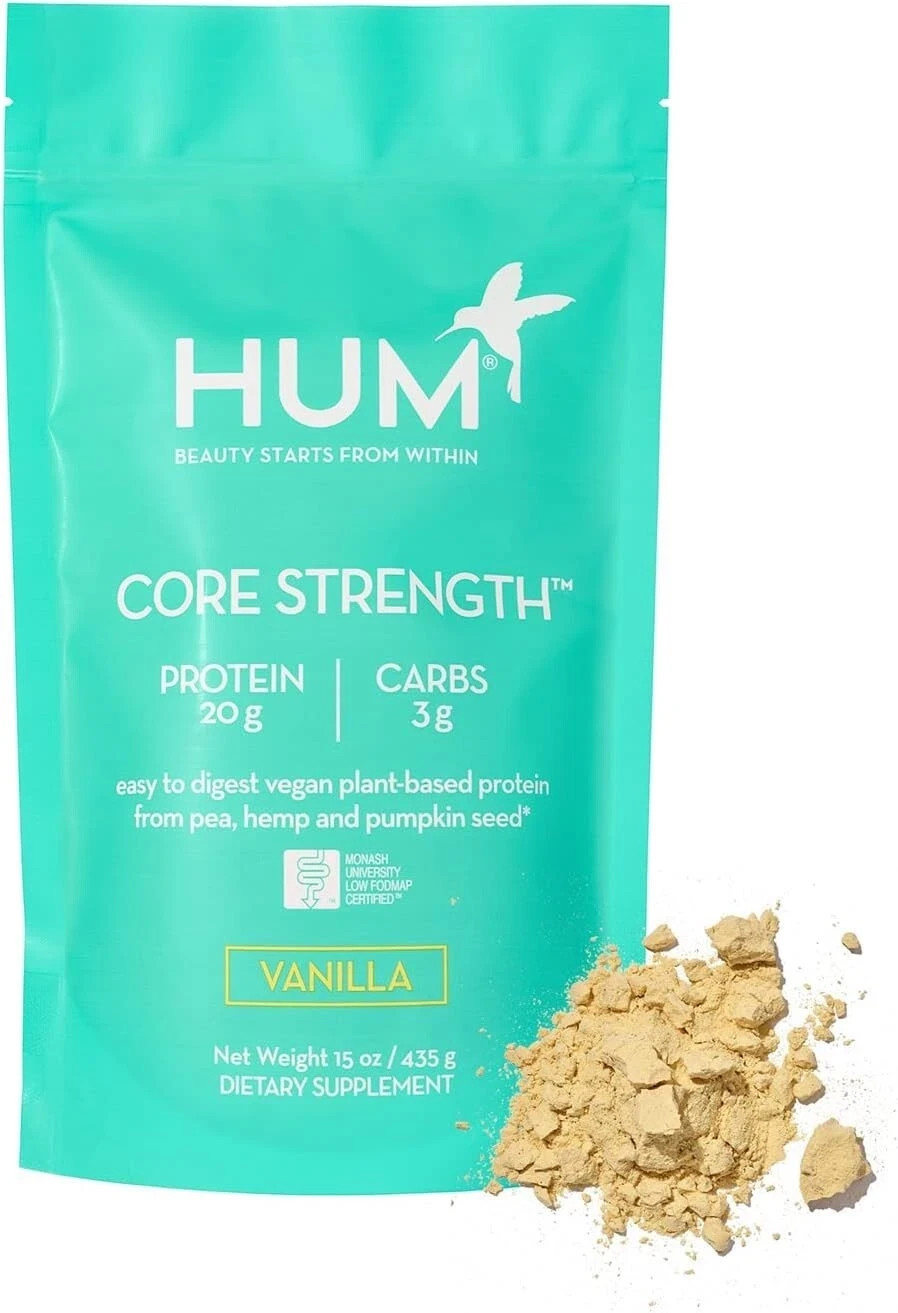 HUM Core Strength Vanilla Protein Powder -Digestion Friendly Vegan (15 Servings)