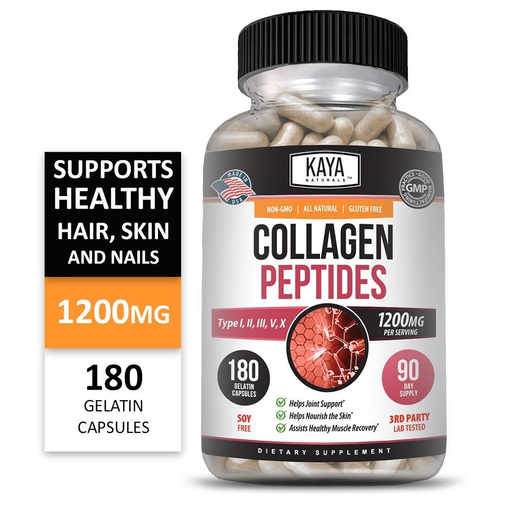 COLLAGEN PEPTIDES Types I, II, III, V, X 180ct Pills Anti-Aging Skin Capsules