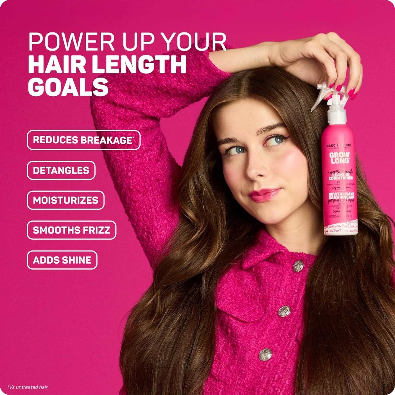 Grow Long Leave-In Conditioner Spray: Hydrating Biotin & Ginseng Formula, 8.4 Oz