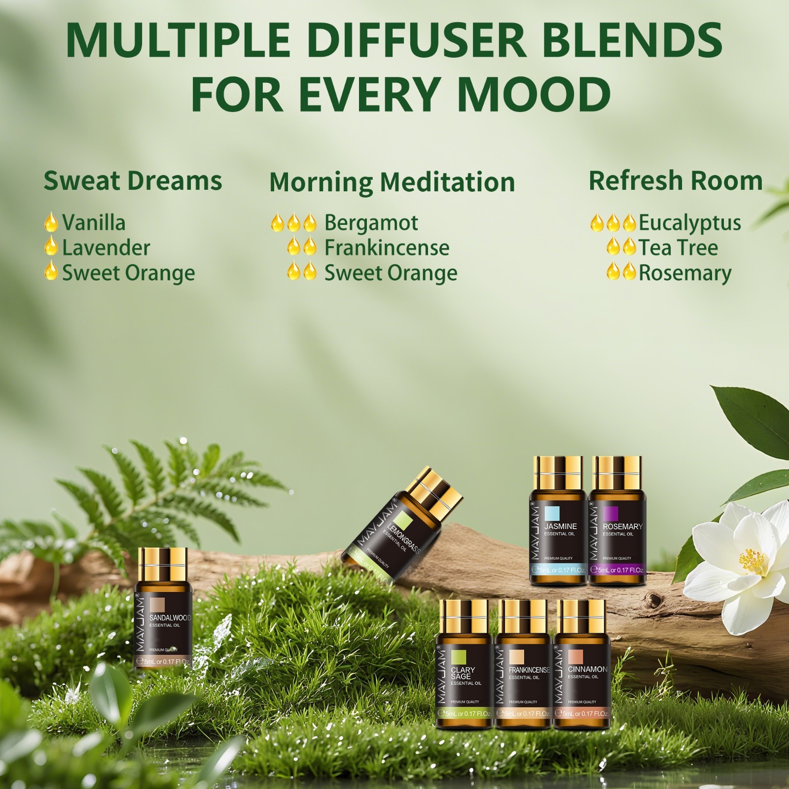 MAYJAM 20Pcs Essential Oil Set Aromatherapy Gift Kit 100% Pure Oils for Diffuser