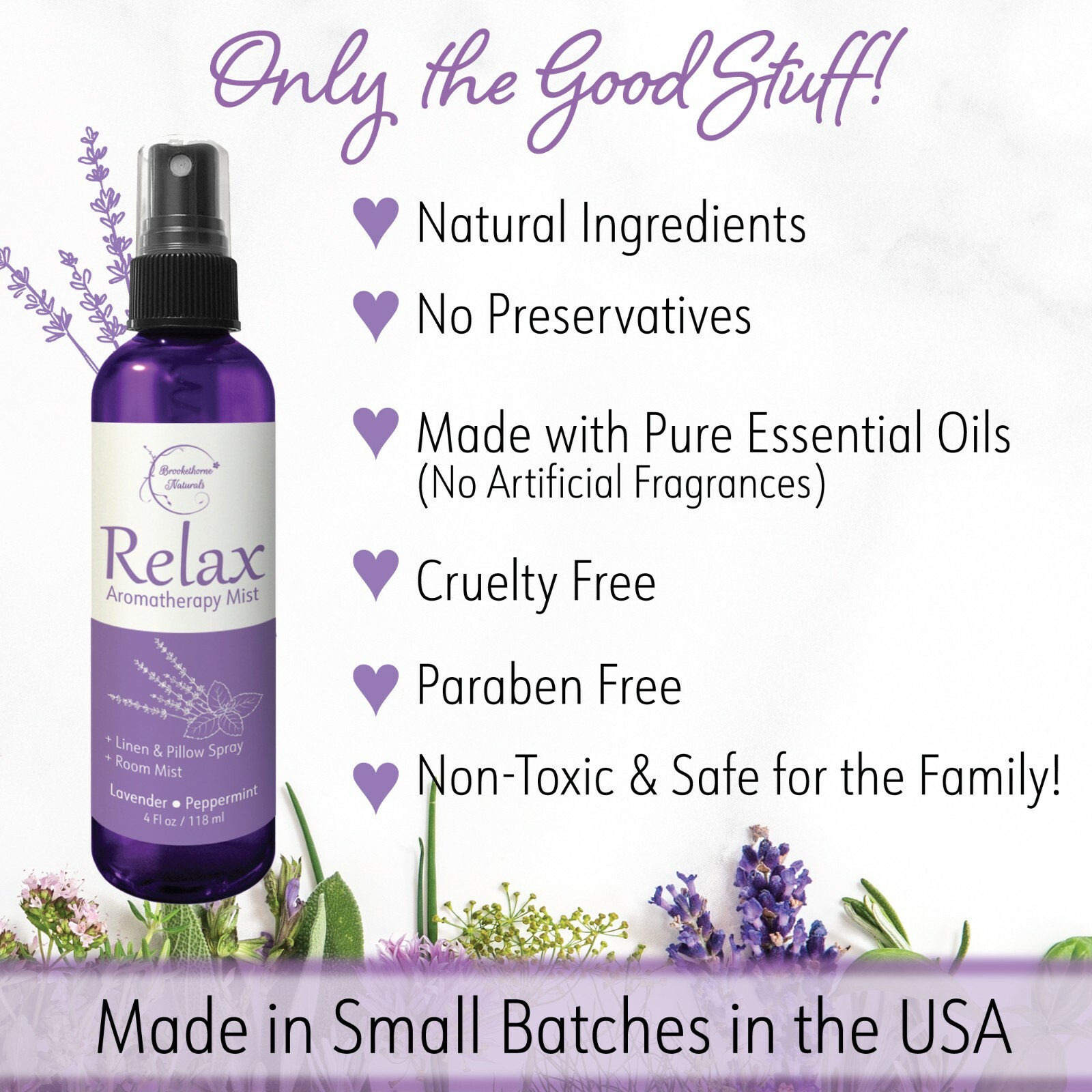 Relax Aromatherapy Spray – Lavender & Peppermint – Room, Linen & Pillow Mist 4oz