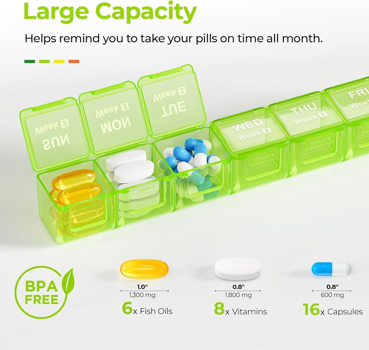 Moisture-Proof Monthly Pill Organizer, Large 28 Days Pill Box Case with Remov…