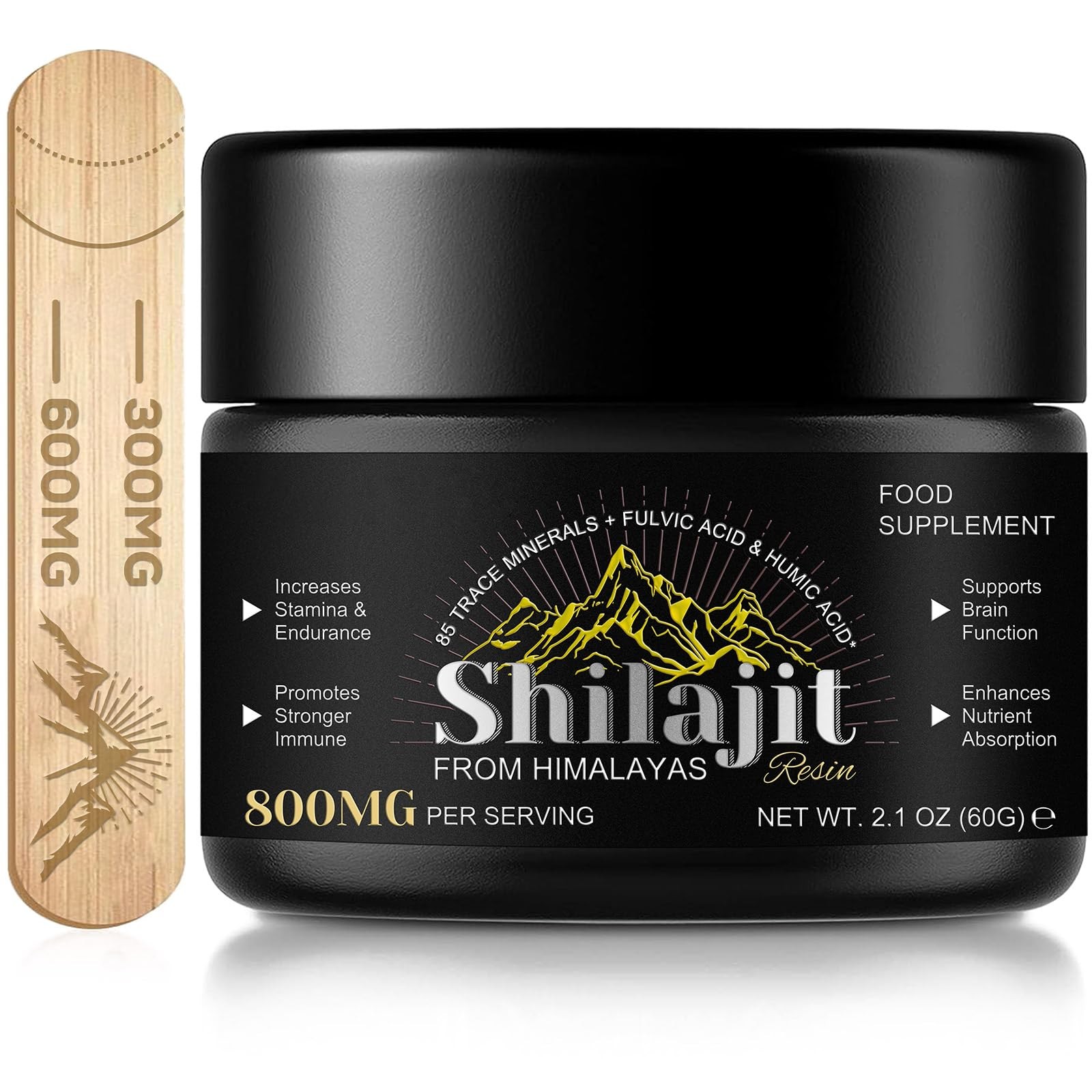 Shilajit Pure Himalayan Organic Resin – 800MG 2.1 Fl Oz (Pack of 1)