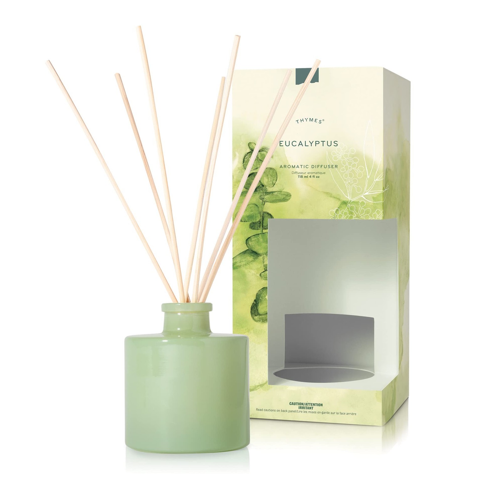 Thymes Petite Diffuser – 4 Fl Oz – Eucalyptus, Rattan Material