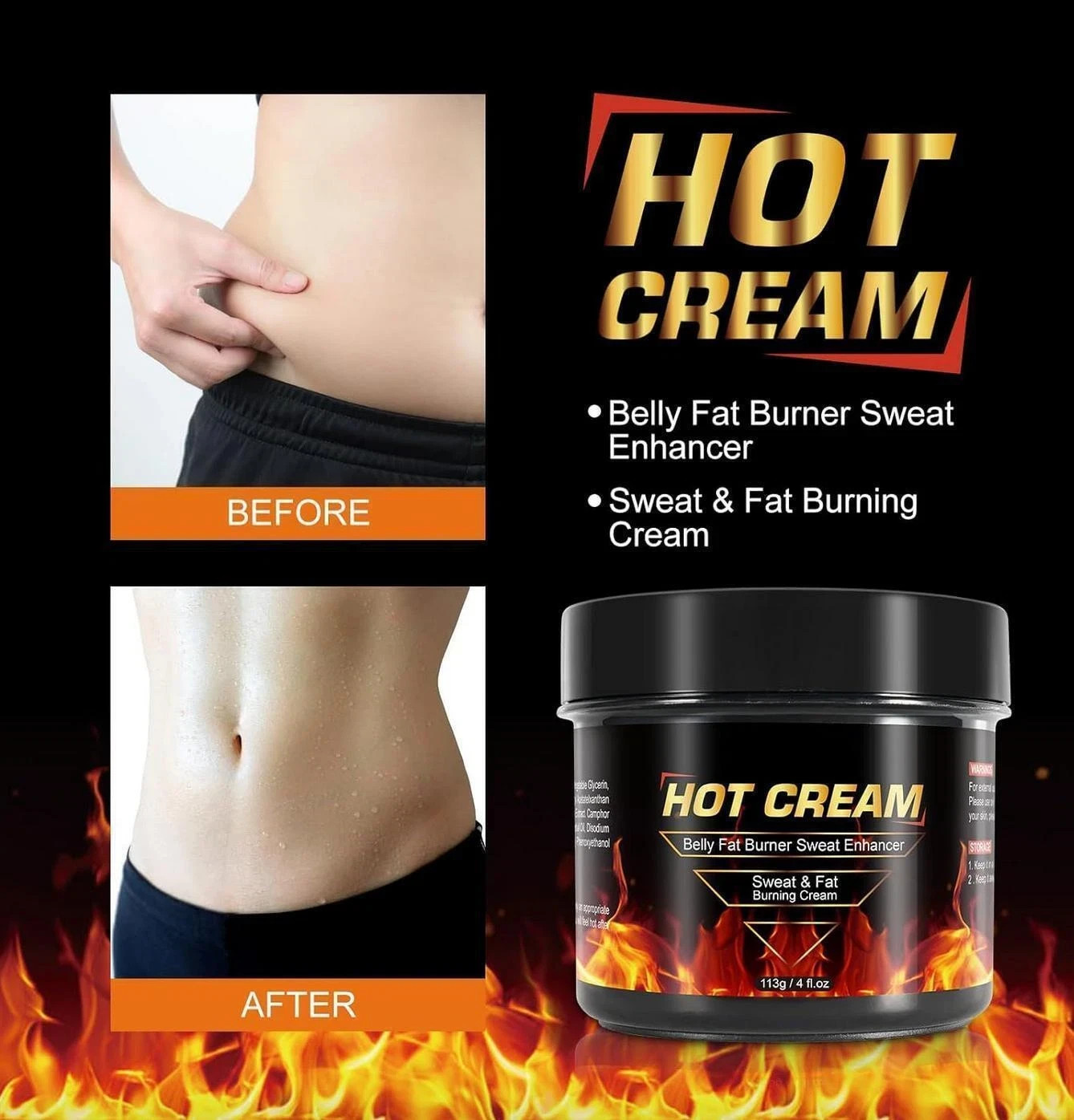 Hot Sweat Cream, Natural Sweat Cream for Belly Fat Burner for Women, Fat Burning
