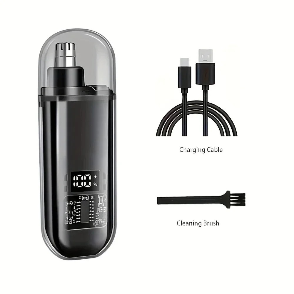 USB C Nose Ear Hair Trimmer Men Rechargeable Portable Grooming Clipper Kit