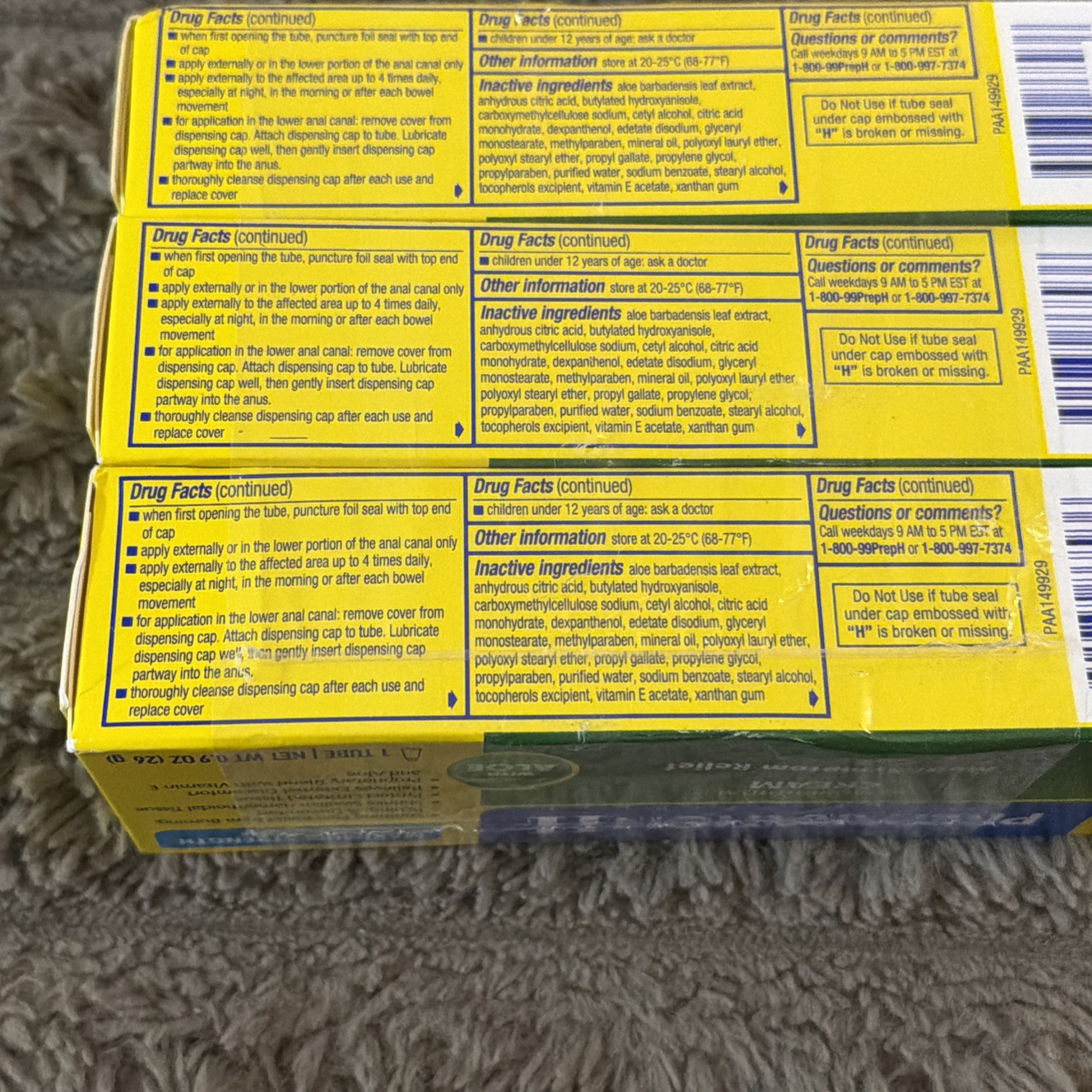 Preparation H Maximum Strength Hemorrhoid Relief Cream 3 Pack, 0.9 oz EXP 08/27