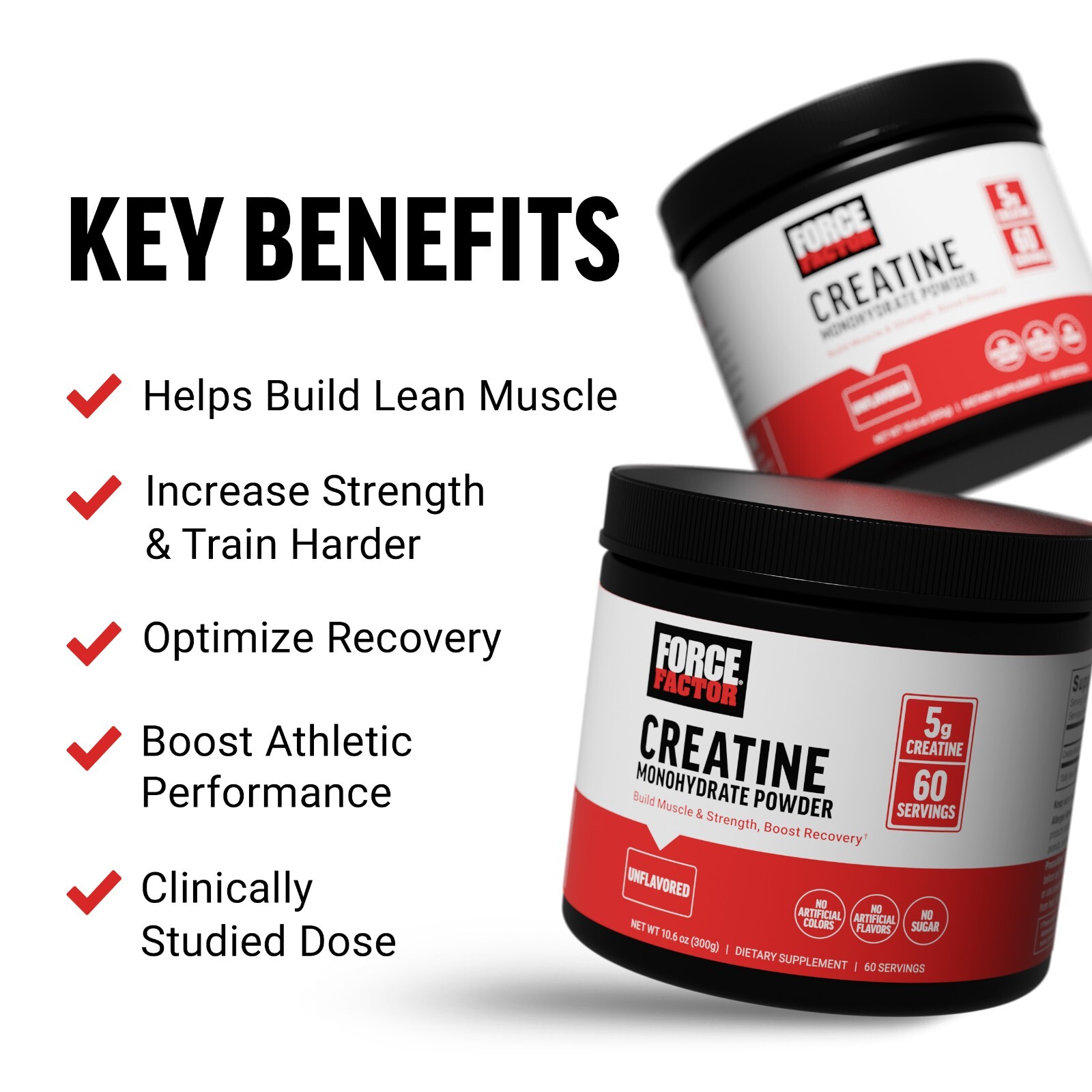 Force Factor Creatine Monohydrate Powder, 5 grams per serving, 60 Servings