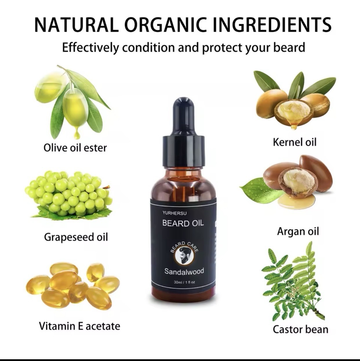30ml New Facial Hair And Beard Growth Oil Is Suitable For Men’s Thick, Soft,