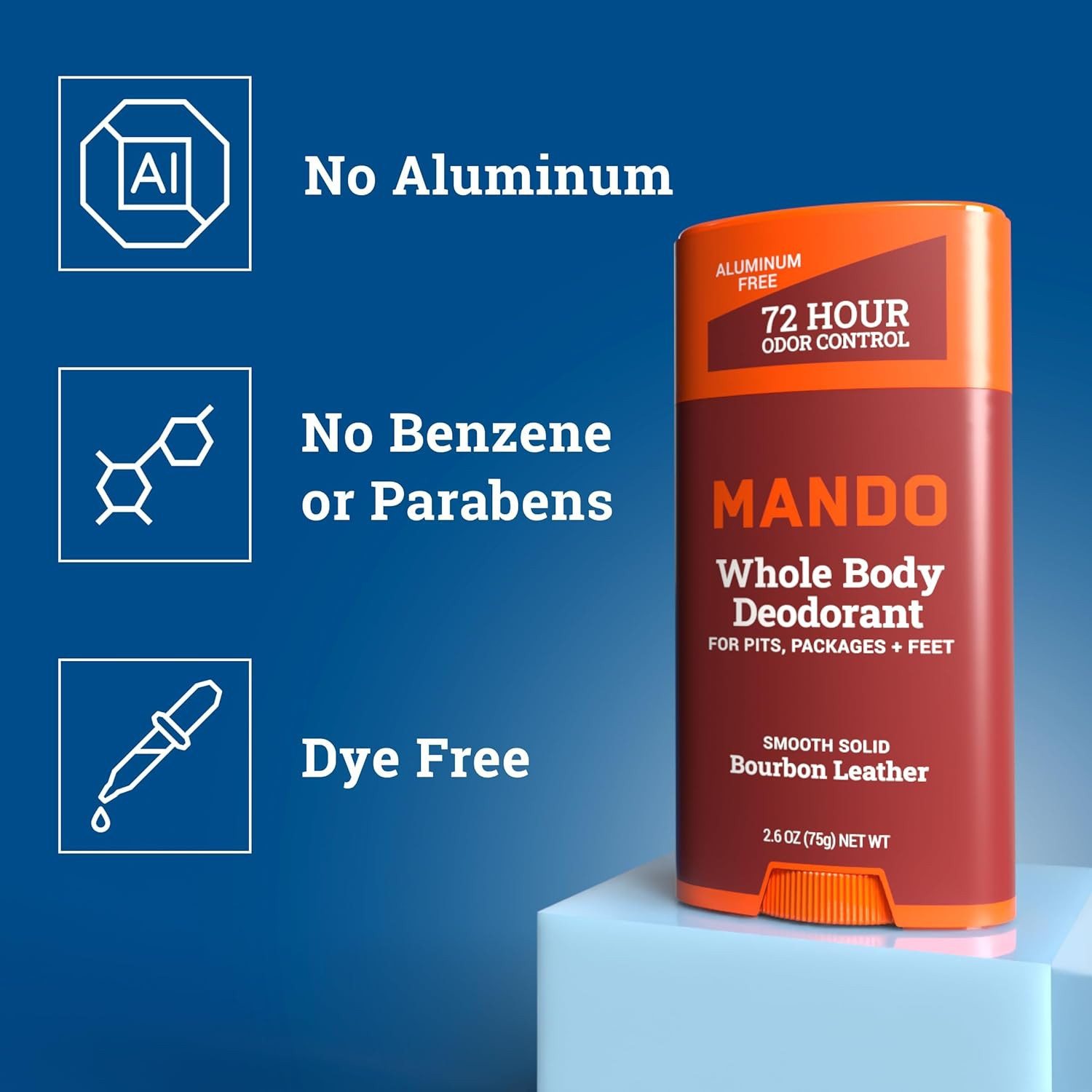 Mando Whole Body Deodorant for Men – Smooth Solid Stick – 72 Hour Odor Control –